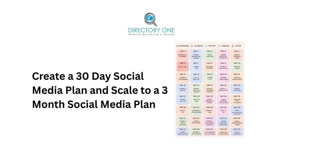 Create a 30 Day Social Media Plan and Scale to a 3 Month Social Media Plan