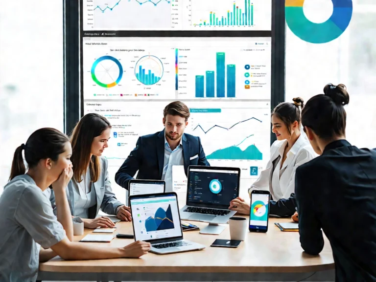 Team discussing digital marketing strategies.